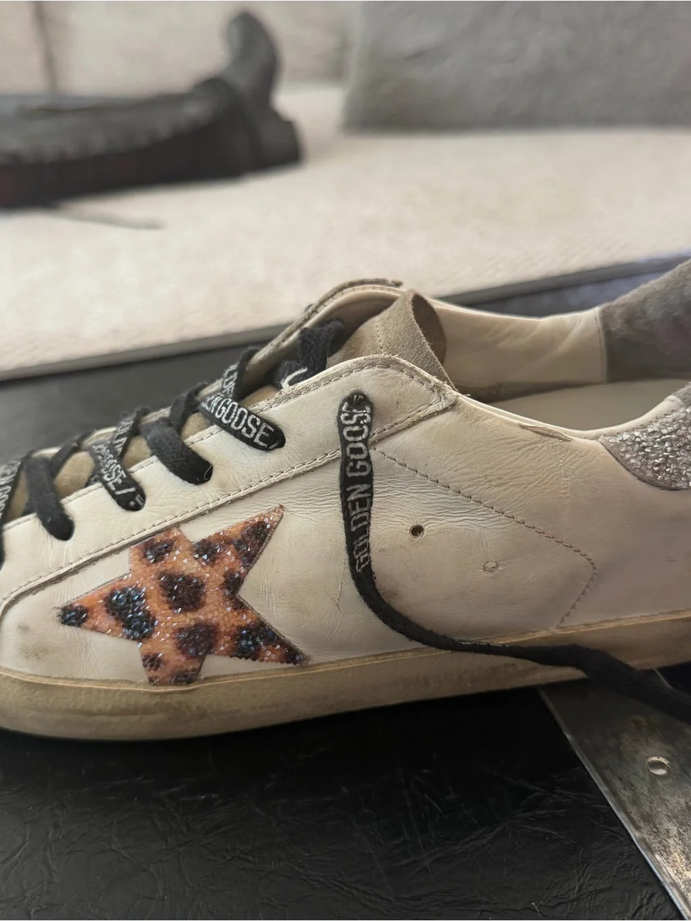 Golden Goose White Leather Super-Star Sneaker with Swarovski Crystal
